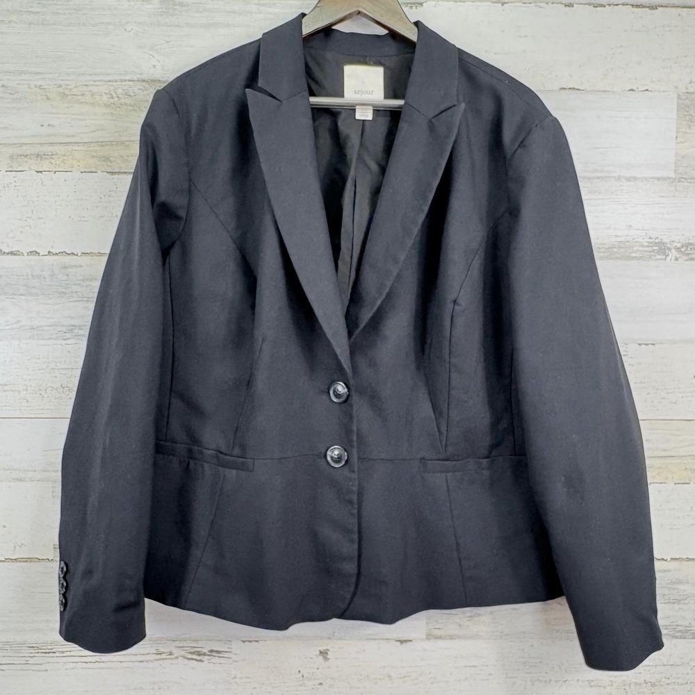 Sejour Black Blazer Jacket Womens Plus Size 22W Career Office Business